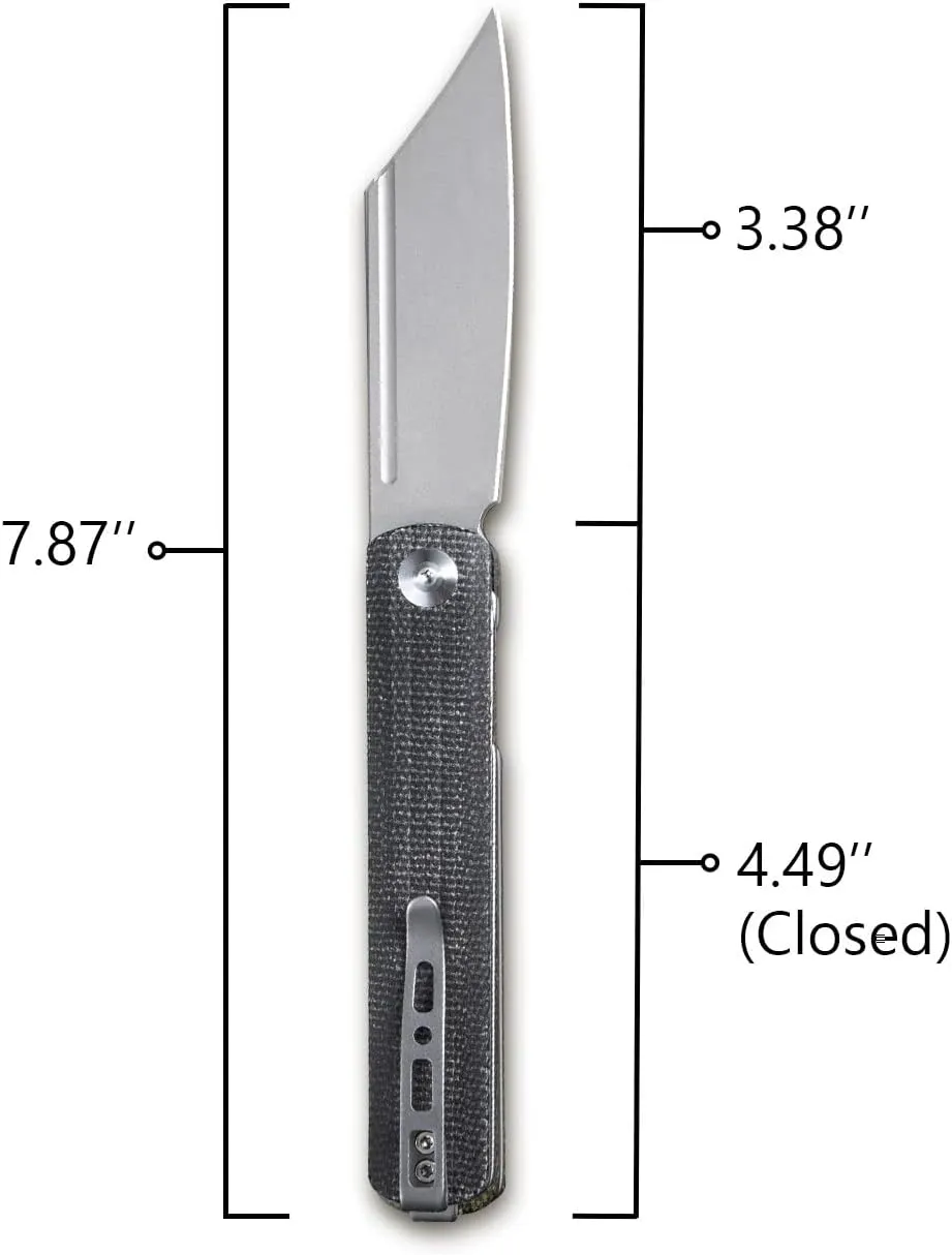 SENCUT Bronte Folding Pocket Knife with Front Flipper Opener, 3.38 Inch Blade Black Micarta Handle SA08A