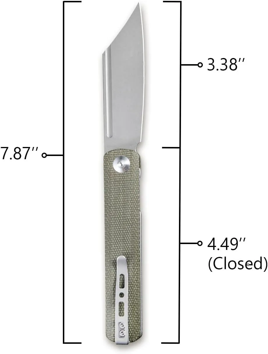 SENCUT Bronte Folding Pocket Knife with Front Flipper Opener, 3.38 Inch Blade Green Micarta Handle SA08B