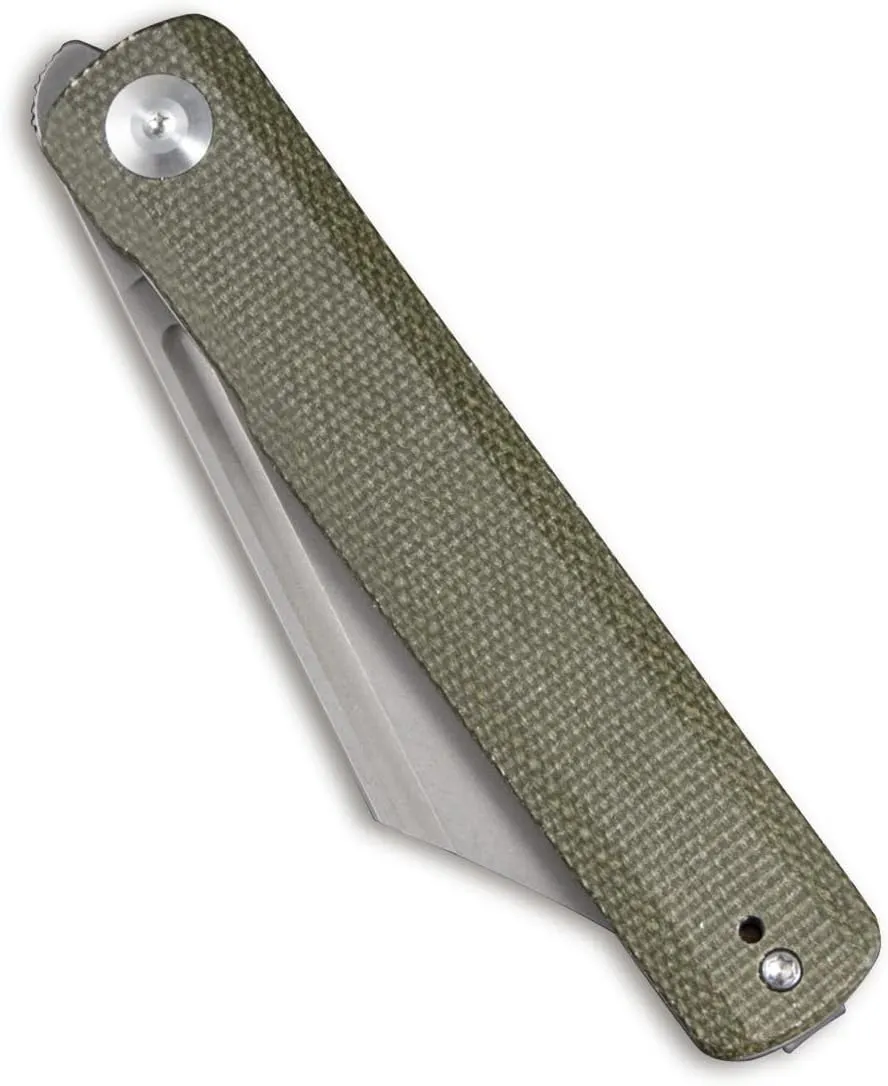 SENCUT Bronte Folding Pocket Knife with Front Flipper Opener, 3.38 Inch Blade Green Micarta Handle SA08B