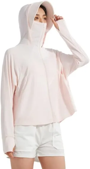 Shanghai Story Fishing Hunting Clothing For Women UPF 50  UV Sun Protection Long Sleeve Jacket Hoodie with Face Mask