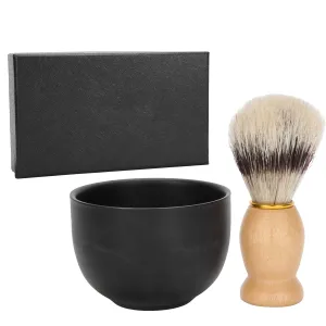 Shaving Soap Bowl Brush Kit for Men Grooming Stainless Amboyna Rich Foam Bathroom
