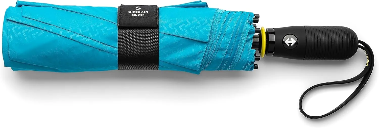 ShedRain Vortex Compact Umbrella, Folds to 11", 43" Arc, One-Hand Operation, Windproof up to 75 mph