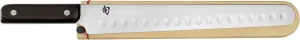 Shun Classic 12" Hollow Ground Brisket Knife, Handcrafted Japanese Meat Carving Knife with Wooden Saya Sheath, VG-MAX Core with Damascus Stainless Steel Cladding, Pakkawood Handle