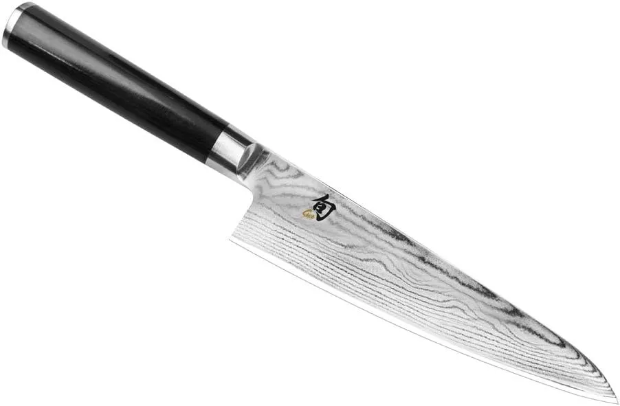 Shun Classic 7" Asian Cook’s Knife, Handcrafted Japanese Kitchen Knife, VG-MAX Core with Damascus Stainless Steel Cladding, Pakkawood Handle, Gyuto-Style Tool for Professional and Home Chefs