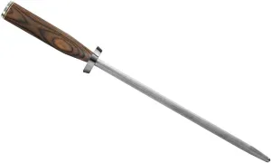 Shun Cutlery Premier 9" Combination Honing Steel, Smooth and Micro-Ribbed Honing Rod, Built-In Angle Guide, Pakkawood Handle, Japanese Knife Sharpener for Professional and Home Chefs