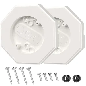 Siding Mounting Block, Octagon Siding Kit with Built-in Electrical Box, 8141 Vertical Siding Lamps Plate Siding Light Blocks for 1/2 inch Lap Siding, White, 2 Pack
