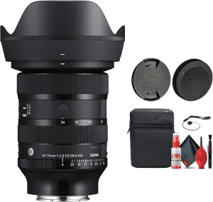 Sigma 24-70mm f/2.8 DG DN II Art Lens for Sony E (57A965) Bundle Including: Lens Case, Front and Rear Lens Caps, Full Cleaning Kit, Lens Cap Keeper