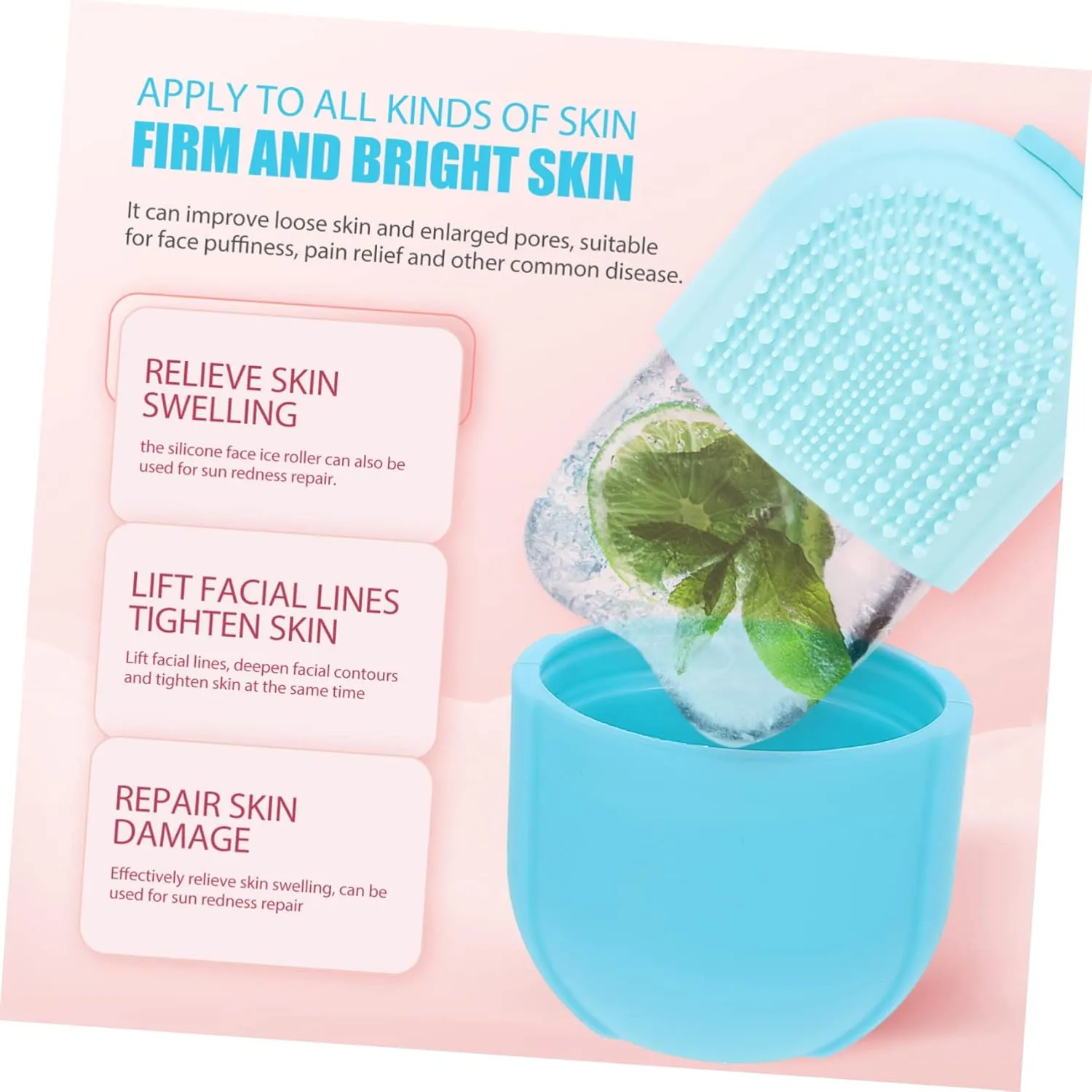 Silicone Ice Face Roller for Skin Massage Portable Beauty Tool for Reducing Puffiness and Enlarged Pores for Home Travel Use Skin-friendly Design