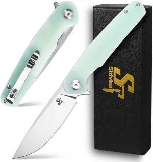 Sitivien ST102 Folding Knife, D2 Steel Blade G10 Handle Pocket Knife, EDC Tool Knife for Outdoor, Camping, Hunting, Survival (Turquoise) …
