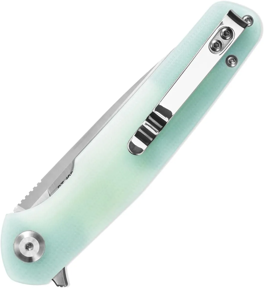 Sitivien ST102 Folding Knife, D2 Steel Blade G10 Handle Pocket Knife, EDC Tool Knife for Outdoor, Camping, Hunting, Survival (Turquoise) …