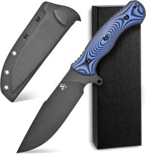 Sitivien ST18 Fixed Blade Knife, N690 Black Stonewashed Steel Blade,Double Color G10 Handle Full Tang EDC Fixed Knifes for Outdoor Activities Working Camping(Blue)