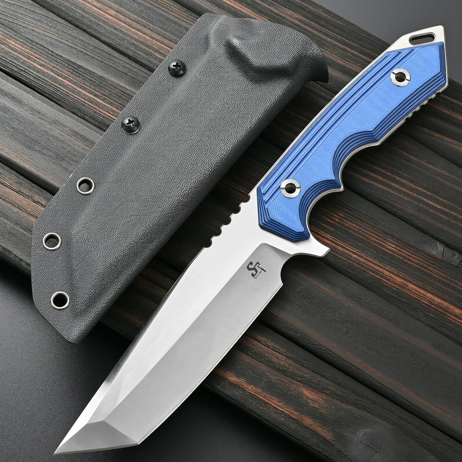 Sitivien ST19 Fixed Blade Knife 154CM Stainless Steel Blade Colorful G10 Handle Full Tang EDC Fixed Knifes for Outdoor Working Camping Hunting(Blue)