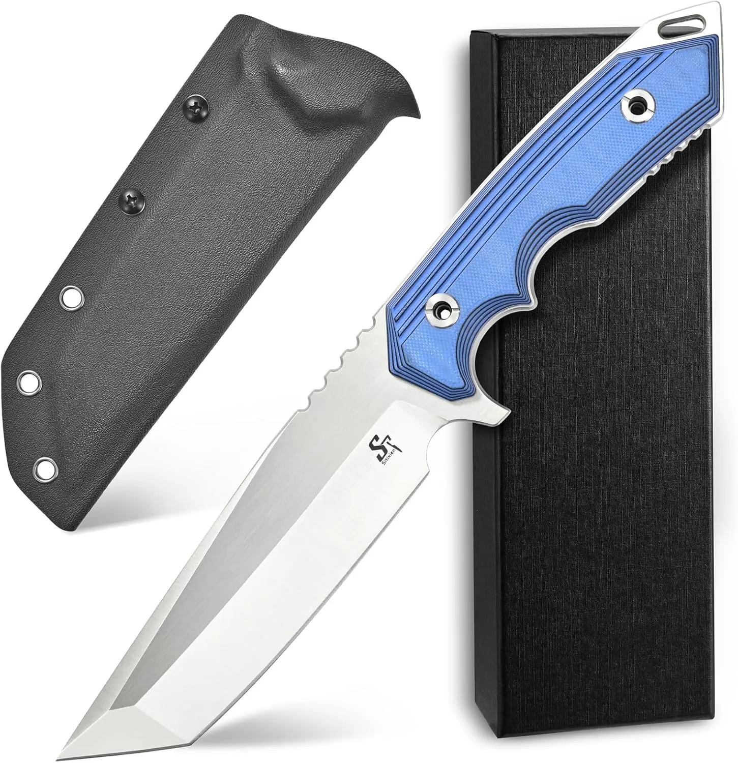 Sitivien ST19 Fixed Blade Knife 154CM Stainless Steel Blade Colorful G10 Handle Full Tang EDC Fixed Knifes for Outdoor Working Camping Hunting(Blue)