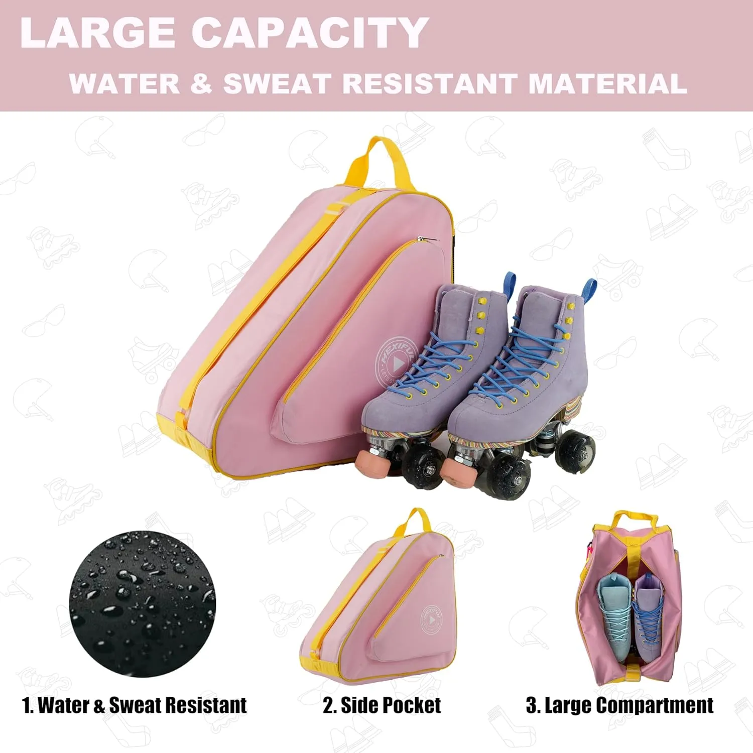 Skate Bag for Ice, Inline, Roller & Quad Skates - Kids & Adults