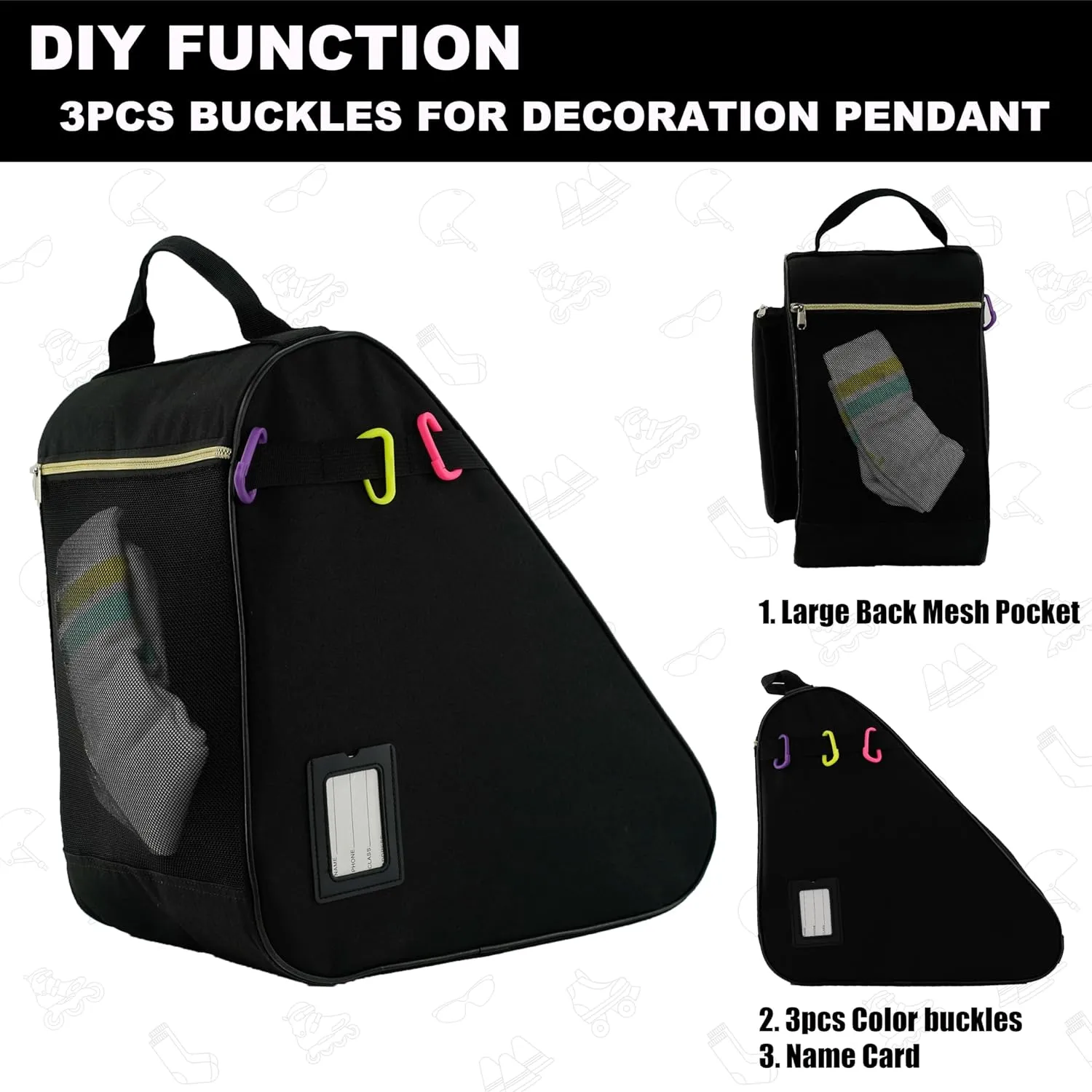 Skate Bag for Ice, Inline, Roller & Quad Skates - Kids & Adults