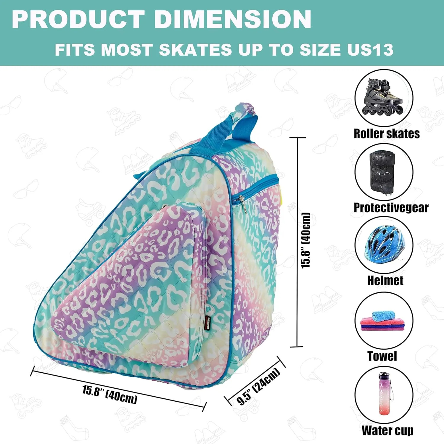 Skate Bag for Ice, Inline, Roller & Quad Skates - Kids & Adults
