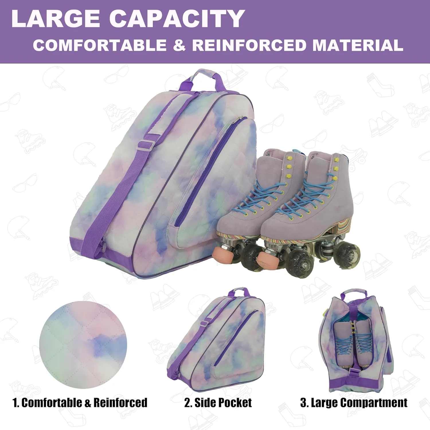 Skate Bag for Ice, Inline, Roller & Quad Skates - Kids & Adults