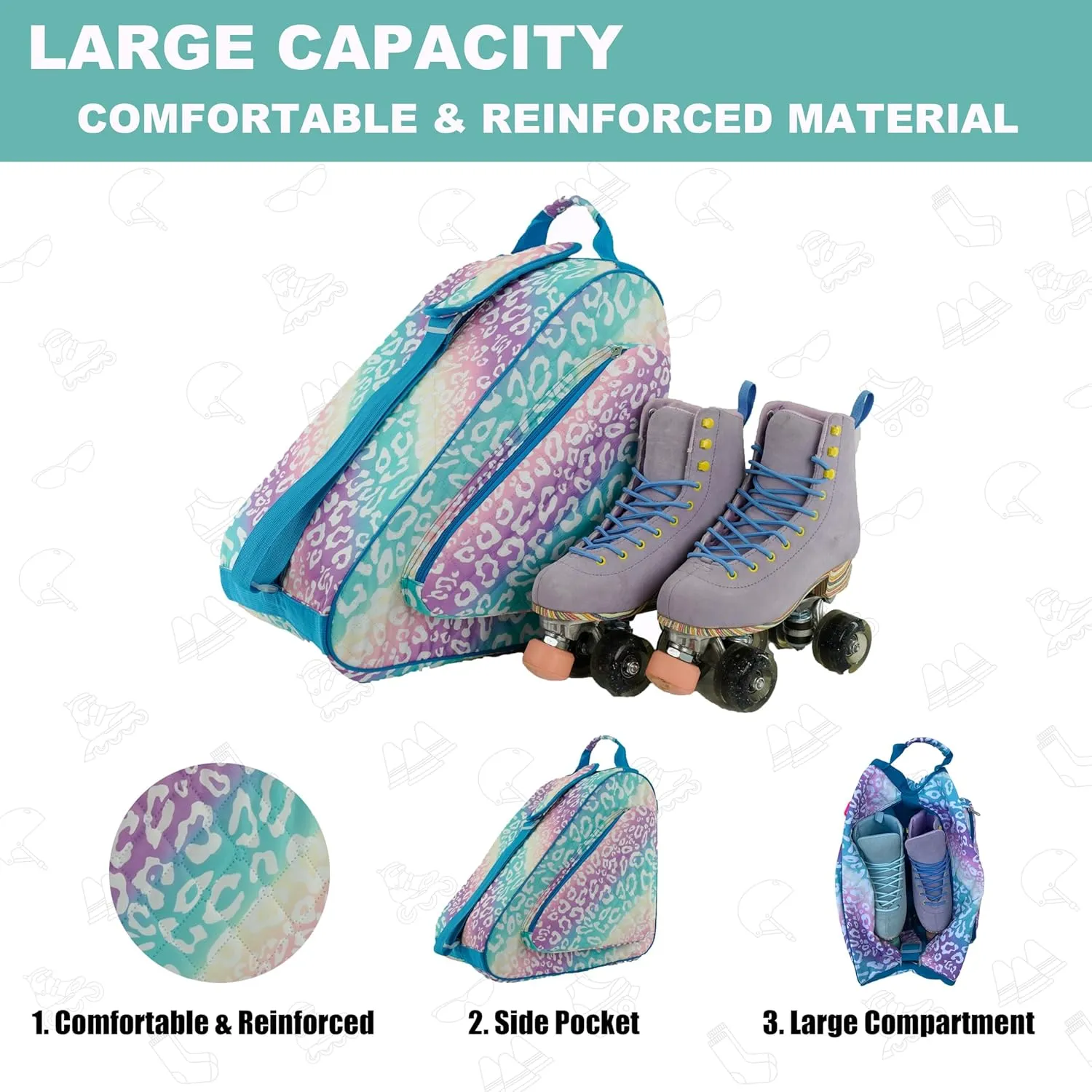 Skate Bag for Ice, Inline, Roller & Quad Skates - Kids & Adults