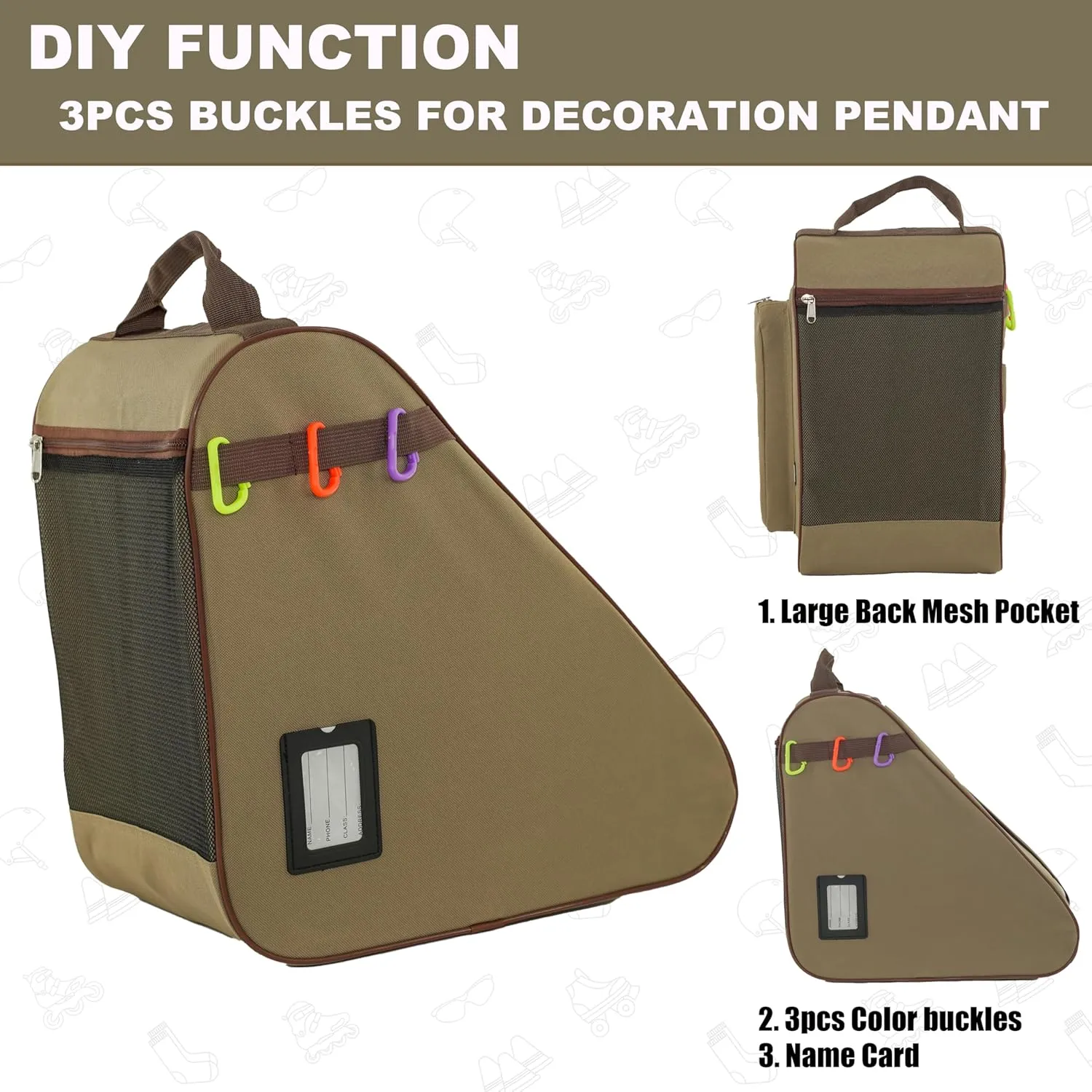 Skate Bag for Ice, Inline, Roller & Quad Skates - Kids & Adults