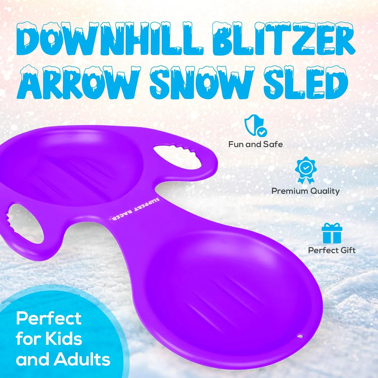 Slippery Racer Downhill Blitzer Arrow Snow Sled.