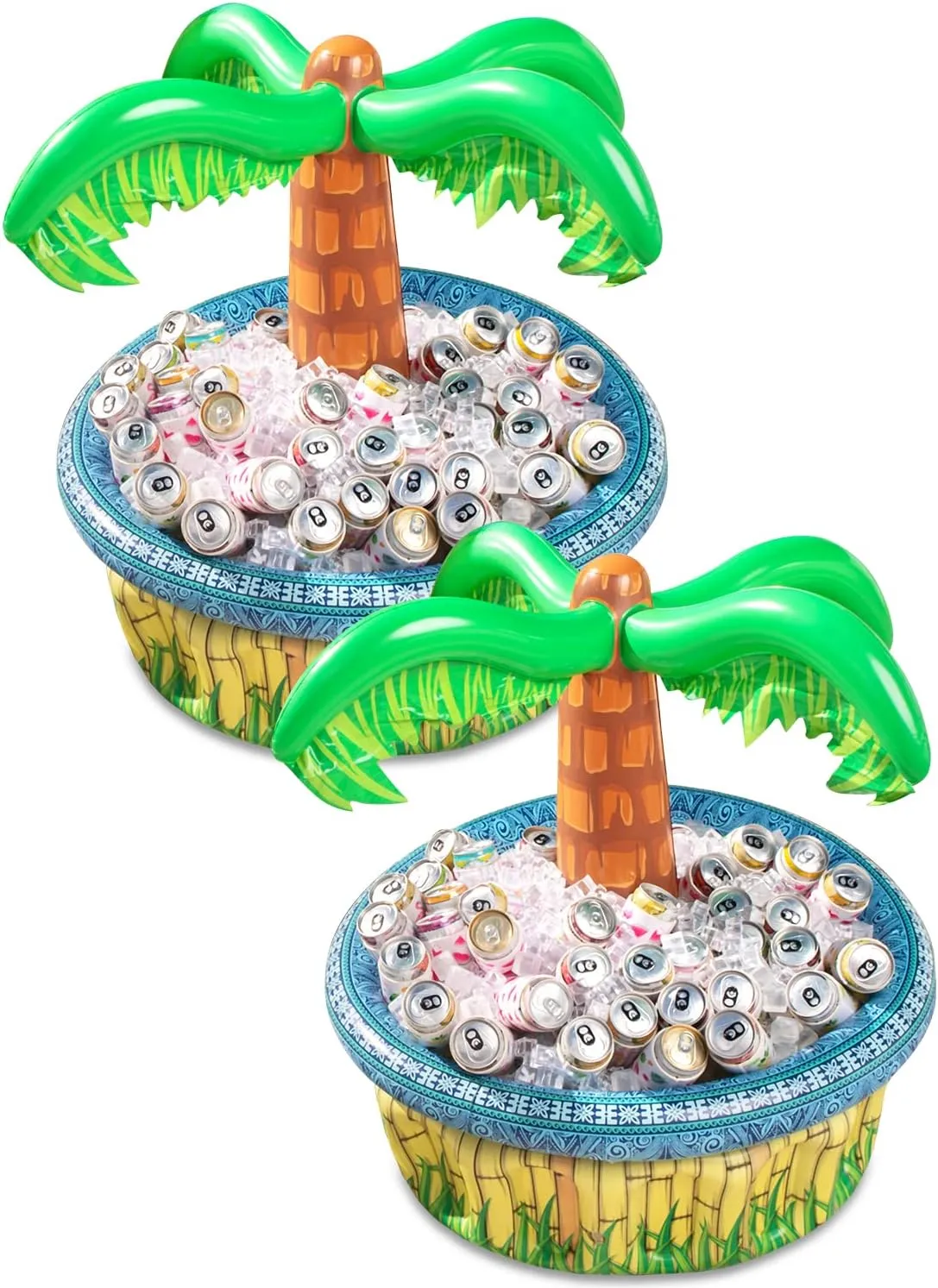 Sloosh 2-Pack Inflatable Palm Tree Cooler - 28" Inflatable Drink Cooler Luau Hawaiian Party Decoration for Tropical Theme Party Decor, Blow Up Birthday Seasonal Beach Pool Party Supplies Accessories