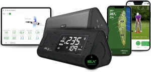 SLX Hybrid Pro Launch Monitor - Combined with HD Magnetic Speaker - Effectively Track Your Ball Speed, Club Speed, Distance and Smash Factor - Portable Golf GPS Device via Bluetooth (Black)