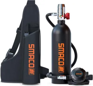 SMACO S400 1L Mini Scuba Tank Up to 20 Min Dive Time, Portable Diving Cylinder for Scuba Diving, Snorkeling &Emergency Rescue