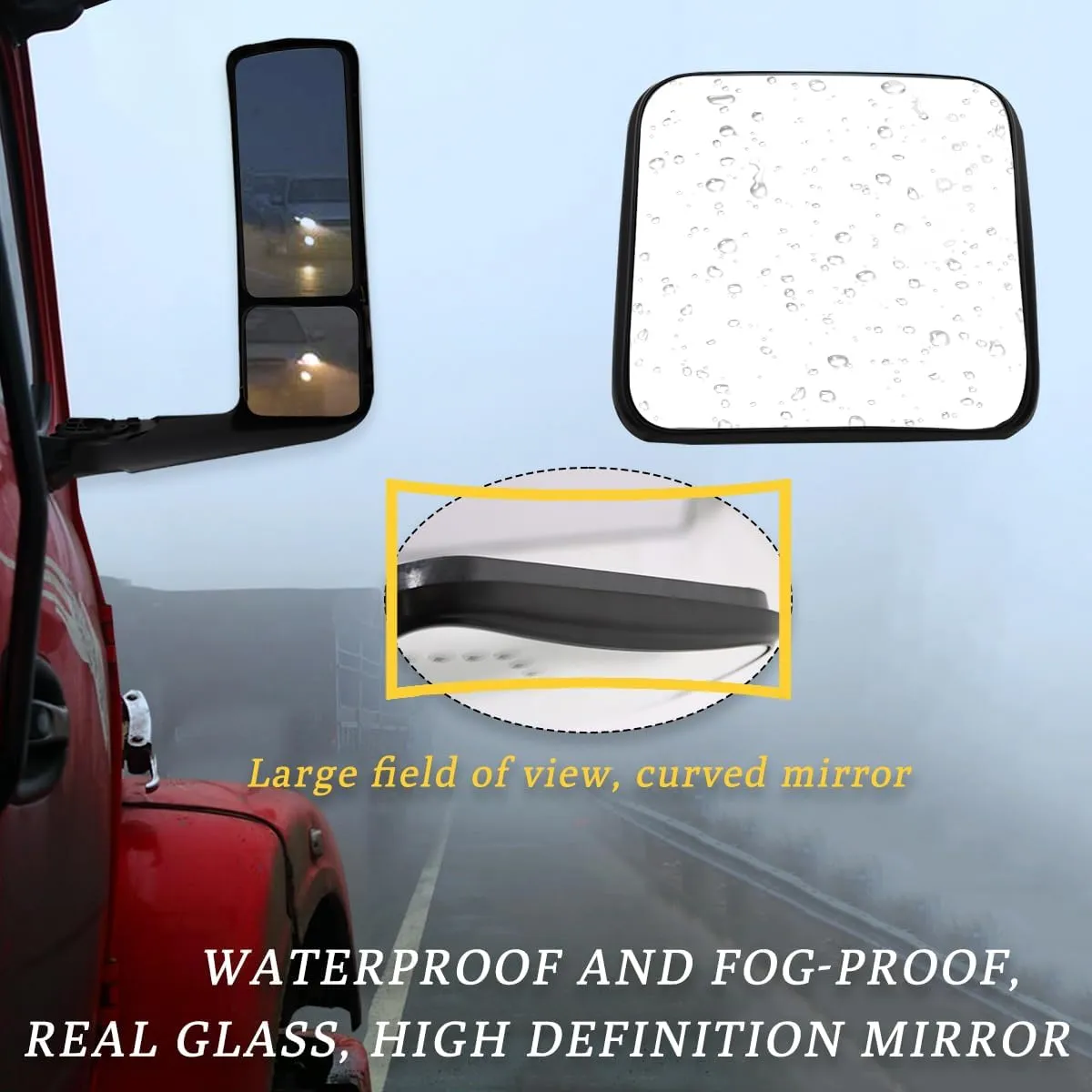 Smaller Mirrors Lens for International LT625 2018  Trucks Side Door Lower Mirror with Heated Black,LED Turn Signal Convex Left Driver Side A Piece