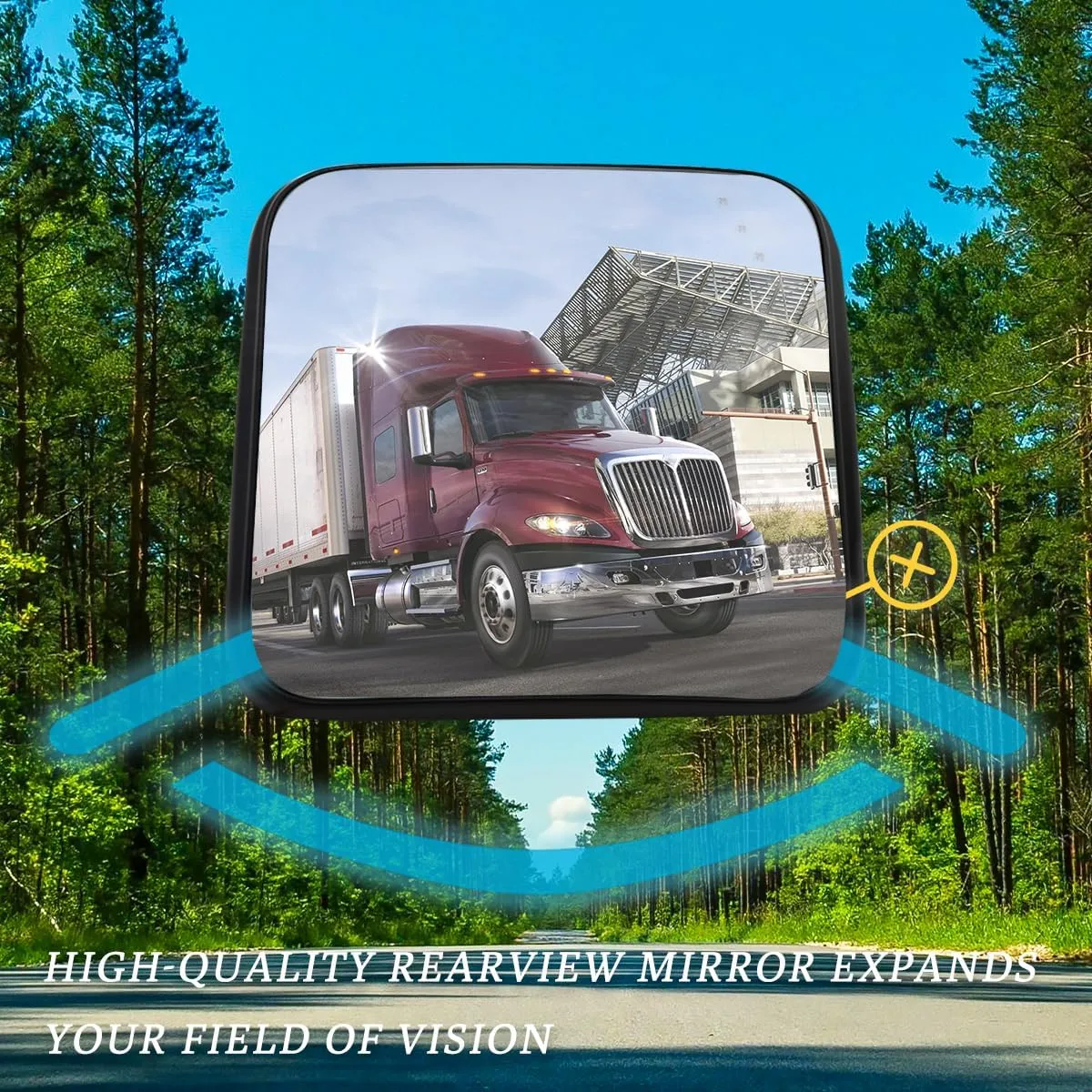 Smaller Mirrors Lens for International LT625 2018  Trucks Side Door Lower Mirror with Heated Black,LED Turn Signal Convex Left Driver Side A Piece