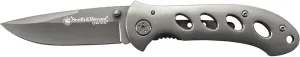 Smith & Wesson Oasis SW423B 7.5in S.S. Folding Knife with a 3.2in Serrated Drop Point Blade and Titanium Coated Handle for Outdoor, Tactical, Survival and EDC