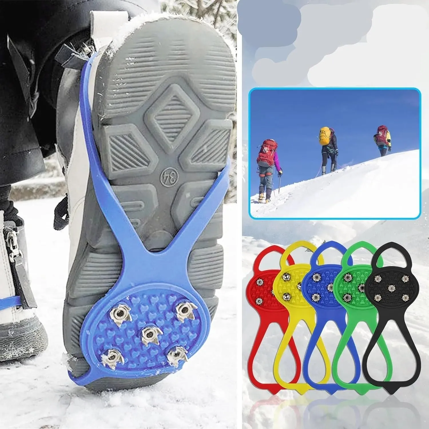 Snow Cleats for Shoes - Ice Spikes Grips Crampons for Winter Hiking, Walking, Climbing, and Fishing - Anti-Slip Footwear Covers