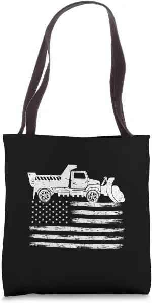 Snow Plow Driver USA American Flag Patriotic Winter Truck Tote Bag