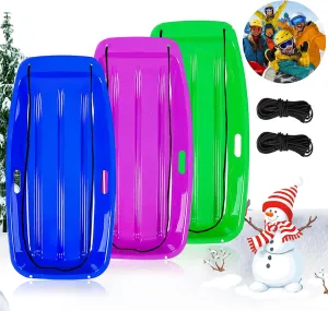 Snow Sled,Classical Plastics Snow Sled for Kid and Adult with Handles and Ropes 1-2 Rider for Winter Skiing Snowboard Outdoor Sledding Gift 35"