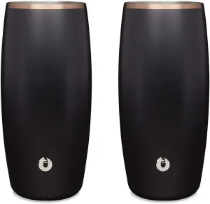 Snowfox Premium Vacuum Insulated Stainless Steel Beer Glass, Home Bar Accessories, Elegant Bartending, Lightweight Pint Glasses, Sleek Drinkware, Frosty Beverages Stay Cold, 18oz, Set of 2,Black/Gold