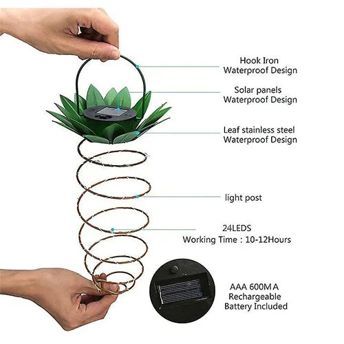 Solar 24 LED Pineapple Lantern