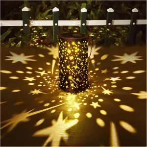 Solar Lantern Outdoor, Upgraded Dynamic Star Garden Decor, IP65 Waterproof Hanging Solar Powered Metal Decorative Lights Birthdays Gifts for Women Mom Christmas Patio Yard Lawn Porch Backyard