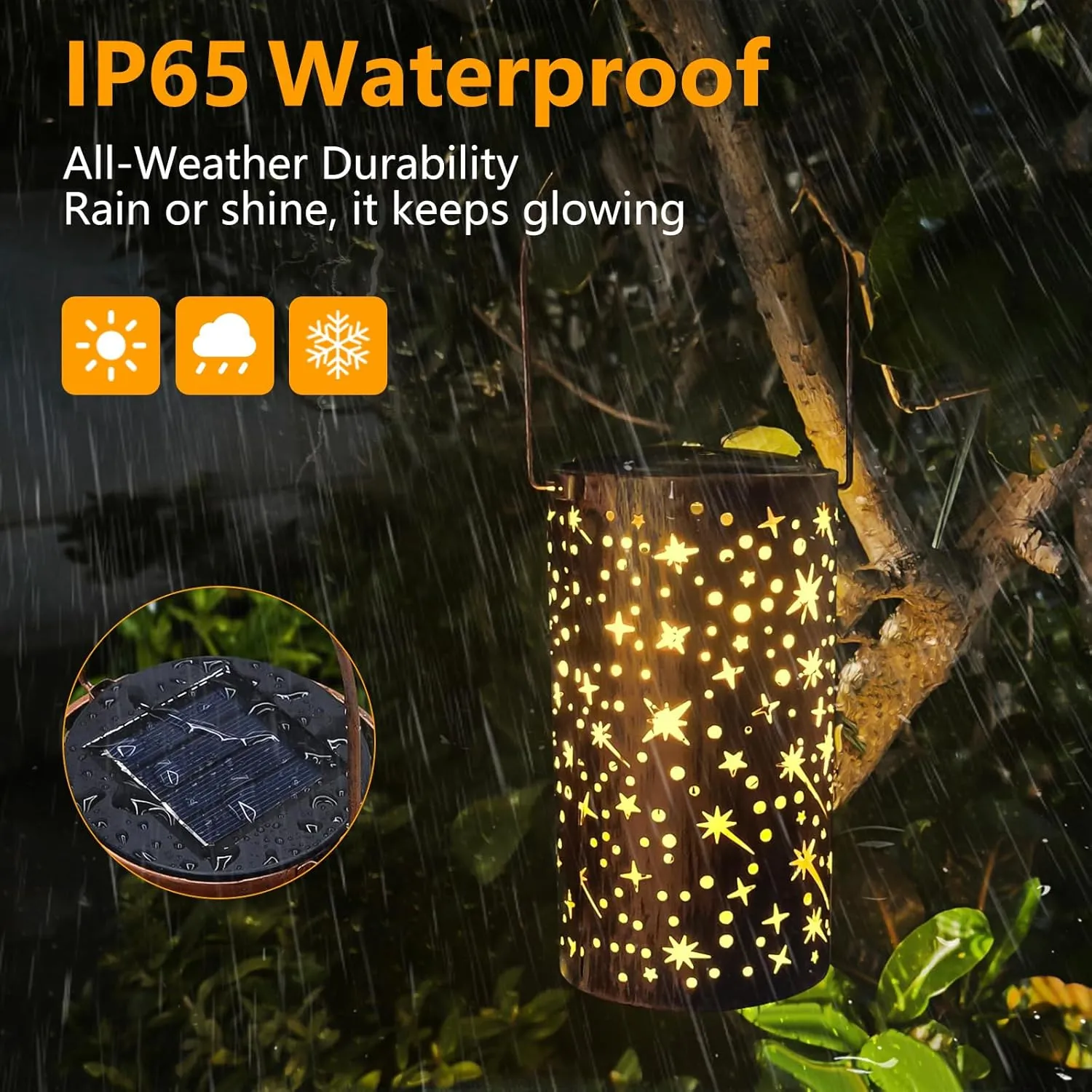 Solar Lantern Outdoor, Upgraded Dynamic Star Garden Decor, IP65 Waterproof Hanging Solar Powered Metal Decorative Lights Birthdays Gifts for Women Mom Christmas Patio Yard Lawn Porch Backyard