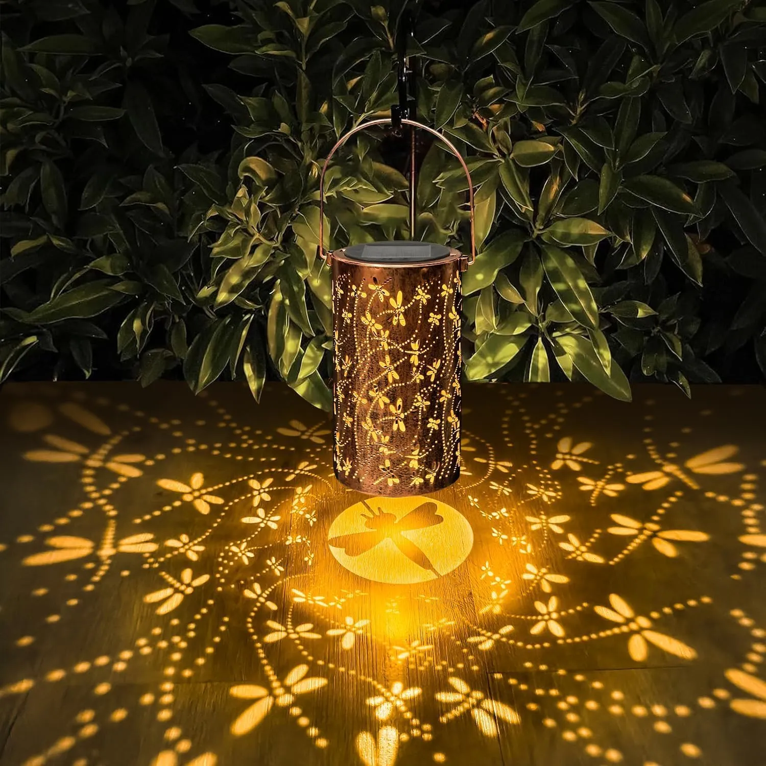 Solar Lanterns Outdoor Waterproof Dragonfly Lantern Garden Decor Birthday Gifts for Women Mom Grandma Hanging Solar Lights Metal Decoration Outside for Yard, Patio, Backyard, Porch