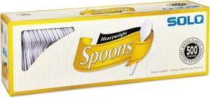 SOLO Cup Company Heavyweight Plastic Cutlery, Spoons, White, 6 in, 500/Carton