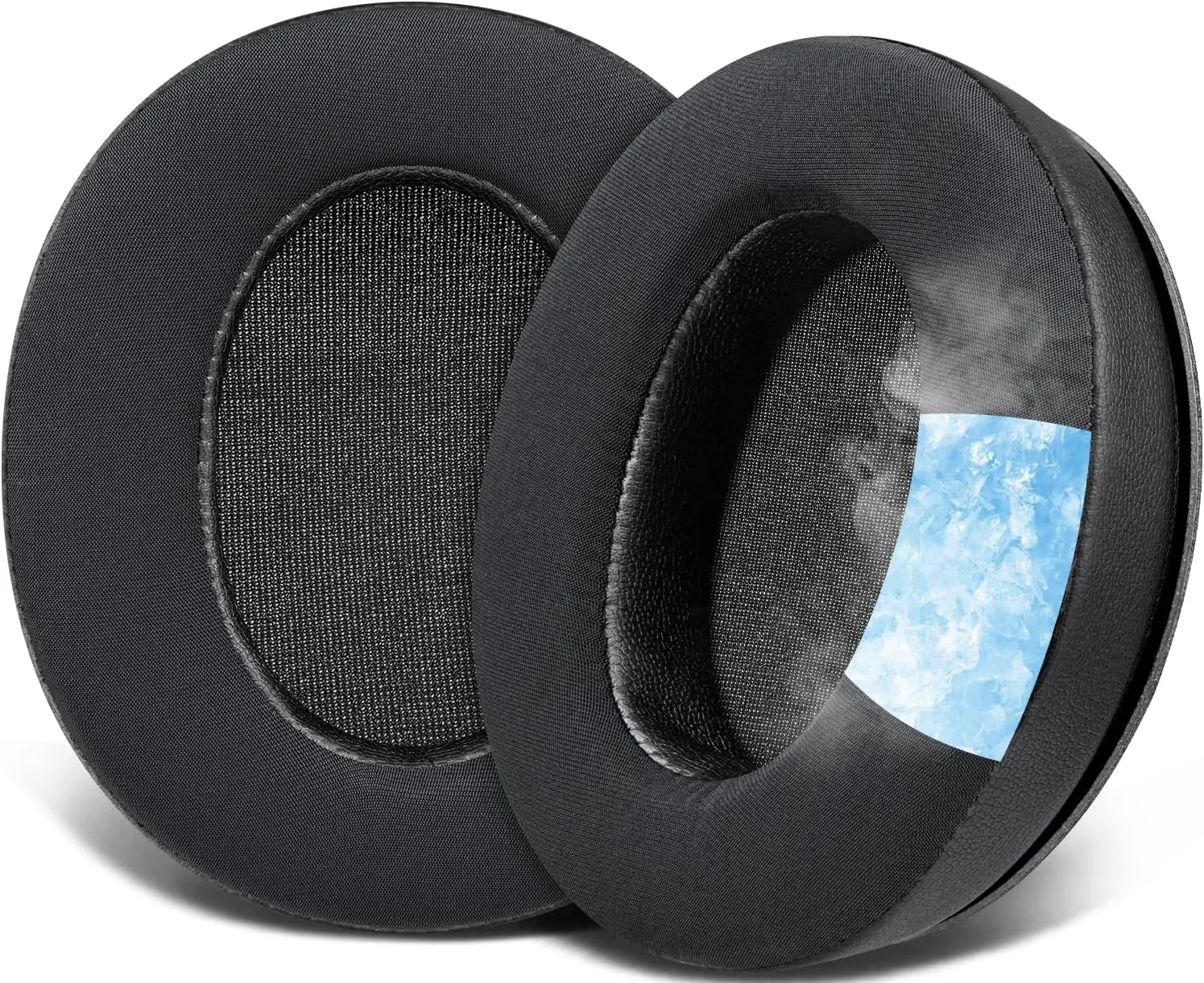 SOULWIT Cooling Gel Earpads Replacement for KRK KNS6400/KNS6402/KNS8400/KNS 8402 Headphones, Ear Pads Cushions with Durable Ice Silk Fabric, Comfort Noise Isolation Foam - Black