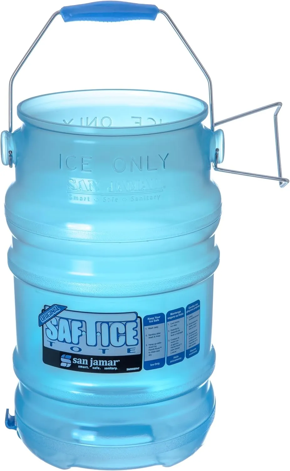 SPARTA San Jamar Saf-T-Ice Plastic Ice-Tote, 6 Gallons, Blue