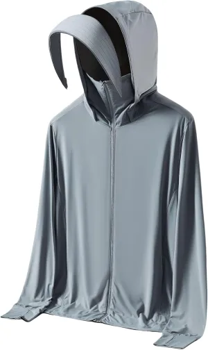 SPF50 Ice Silk Sunscreen Men's Fishing Rash Guard Shirts Summer UV Shirts Lightweight Sun Protection Clothing Skin Coat