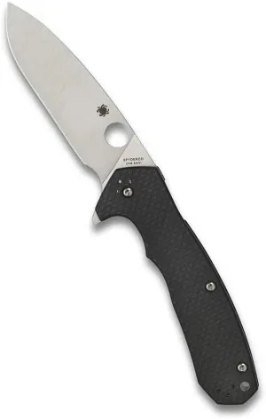 Spyderco Amalgam 3.80" Plain Edge Carbon Fiber G-10 Handle Premium Flipper Knife (C234CFP)