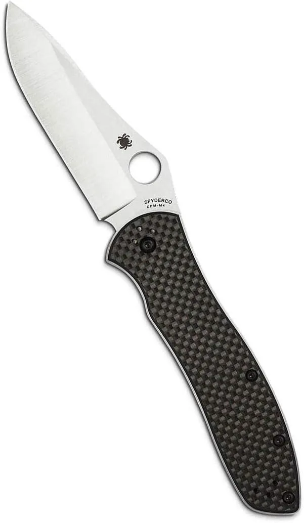 Spyderco Bradley Folder 2 Specialty Knife with 3.66" CPM M4 Premium Steel Blade and Black Carbon Fiber Laminate Handle - PlainEdge - C134CFP2