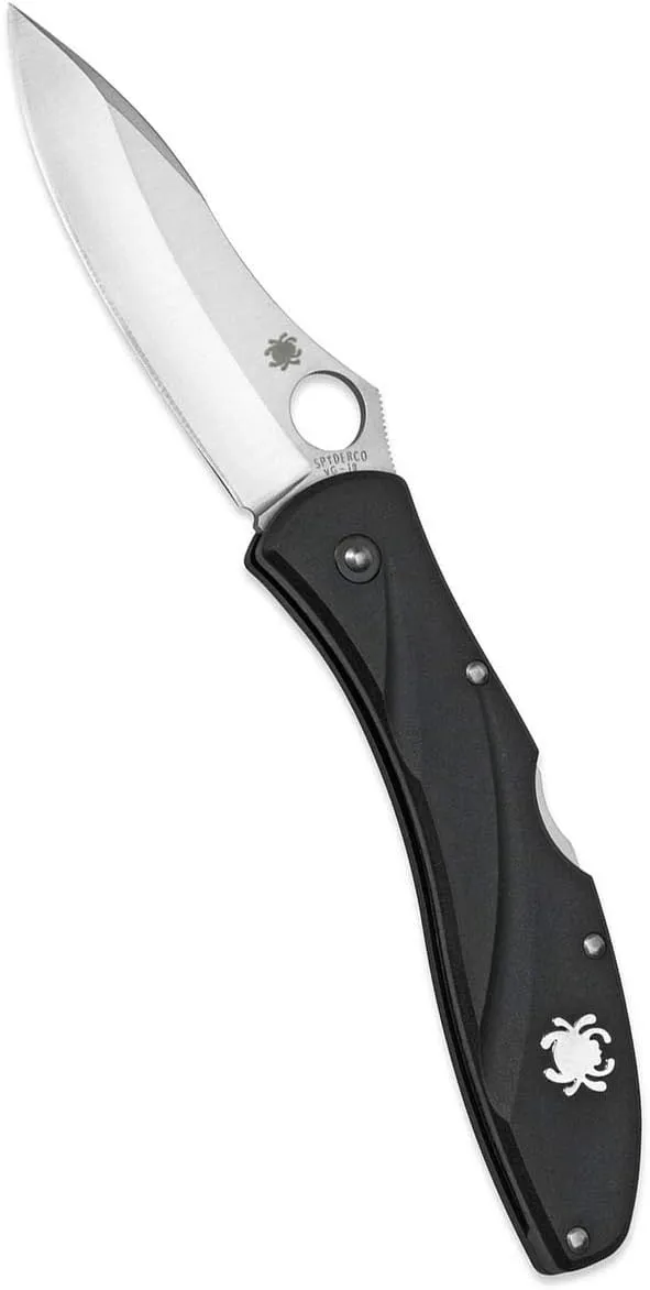 Spyderco CENTOFANTE 3 Prestige Folding Utility Pocket Knife with 3.14" VG-10 Stainless Steel Hollow Ground Blade and Lightweight FRN Handle - PlainEdge - C66PBK3