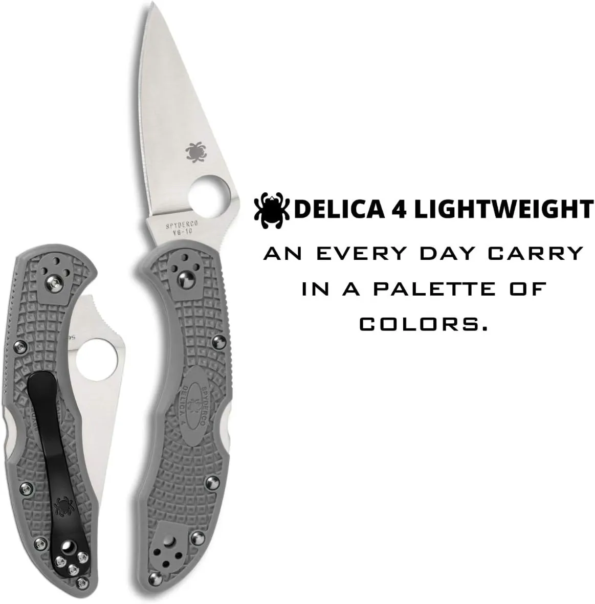 Spyderco Delica 4 Lightweight 7.15" Signature Folding Knife with 2.90" Flat-Ground Steel Blade and High-Strength FRN Handle - PlainEdge Grind