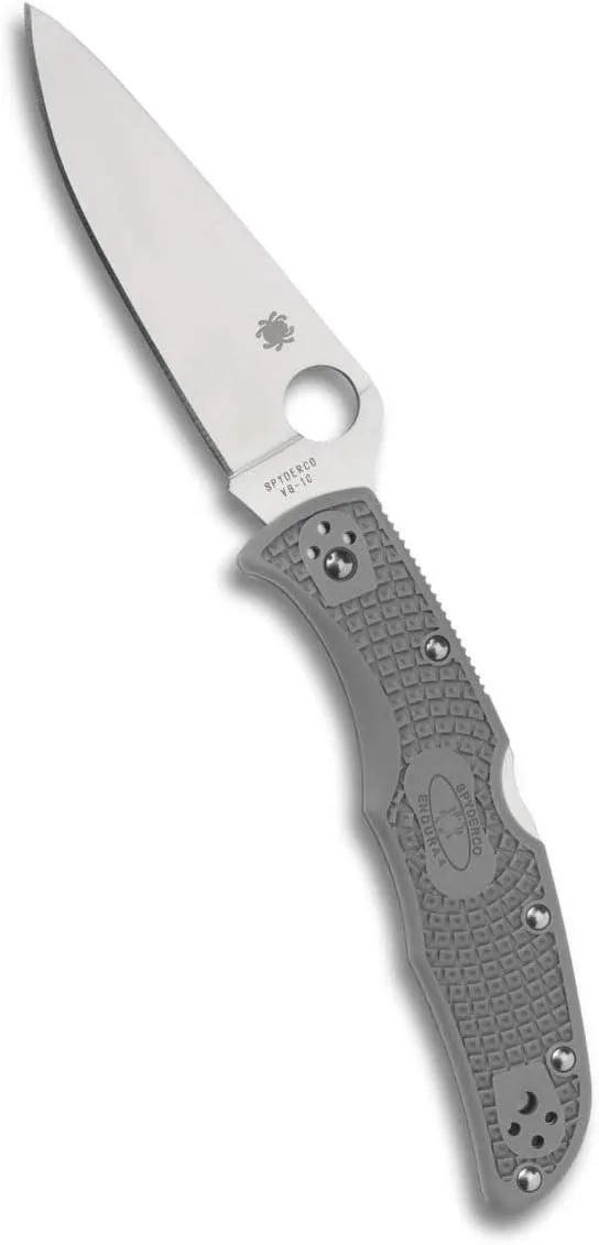 Spyderco Endura 4 Lightweight Signature Knife with 3.80" VG-10 Steel Blade and Gray FRN Handle - PlainEdge - C10FPGY