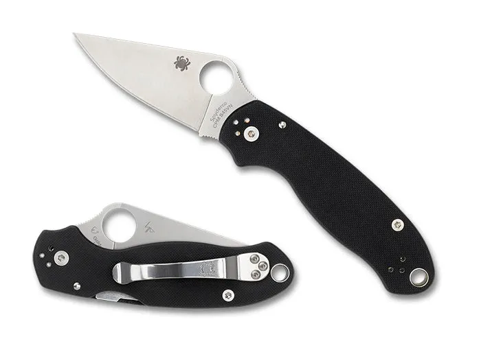 Spyderco Para 3 Black 2.93" Plain Edge Folding Pocket Knife (C223GP)