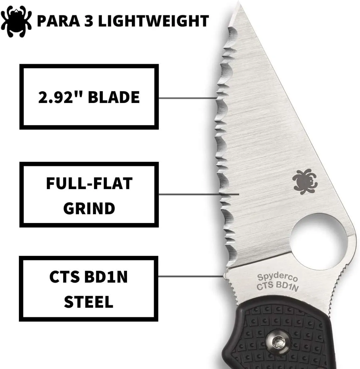 Spyderco Para 3 Lightweight 2.93" SpyderEdge Pocket Folding Knife (C223SBK)