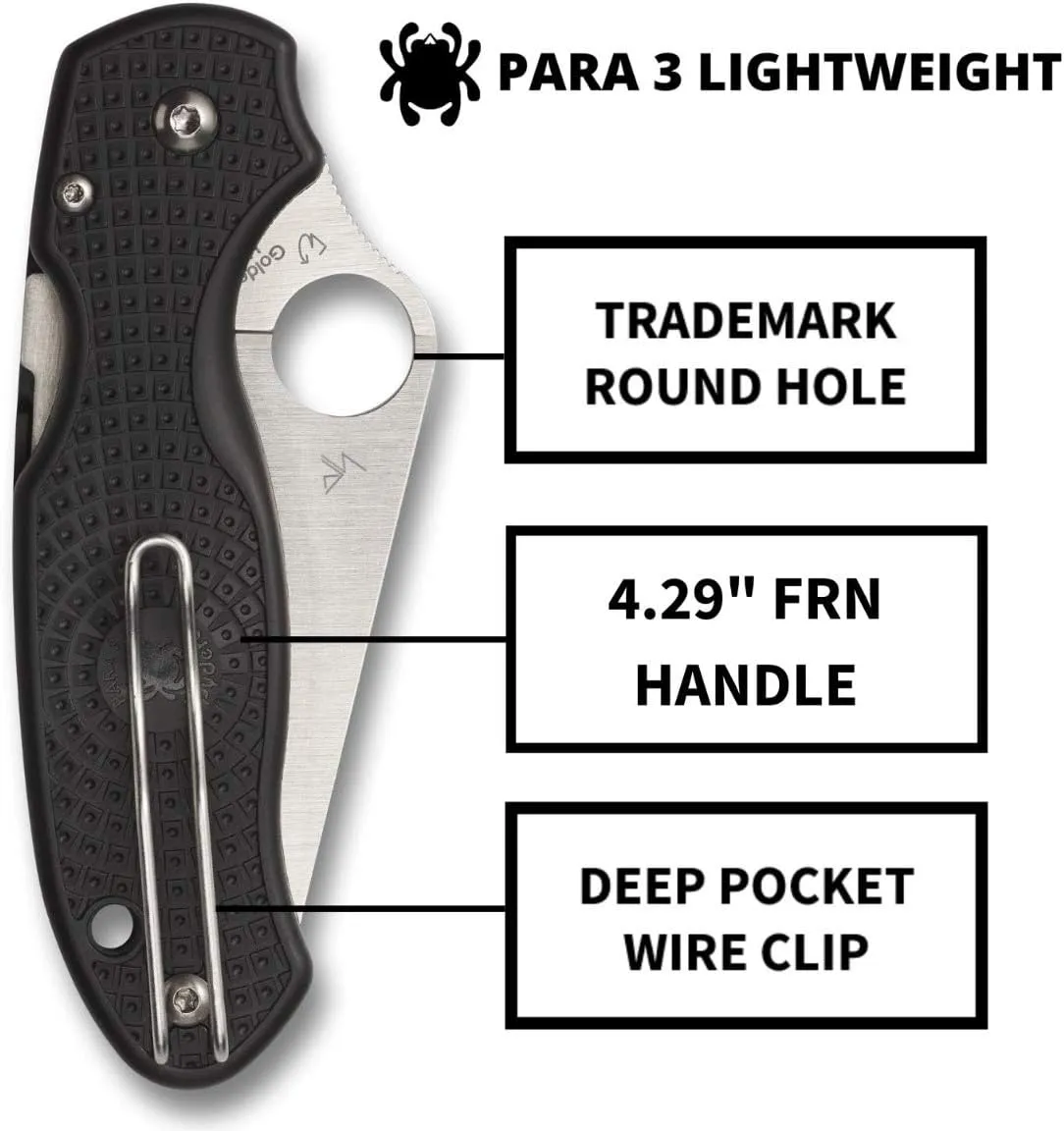 Spyderco Para 3 Lightweight 2.93" SpyderEdge Pocket Folding Knife (C223SBK)